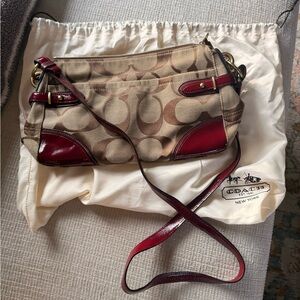 Coach Tan and Red Crossbody Bag